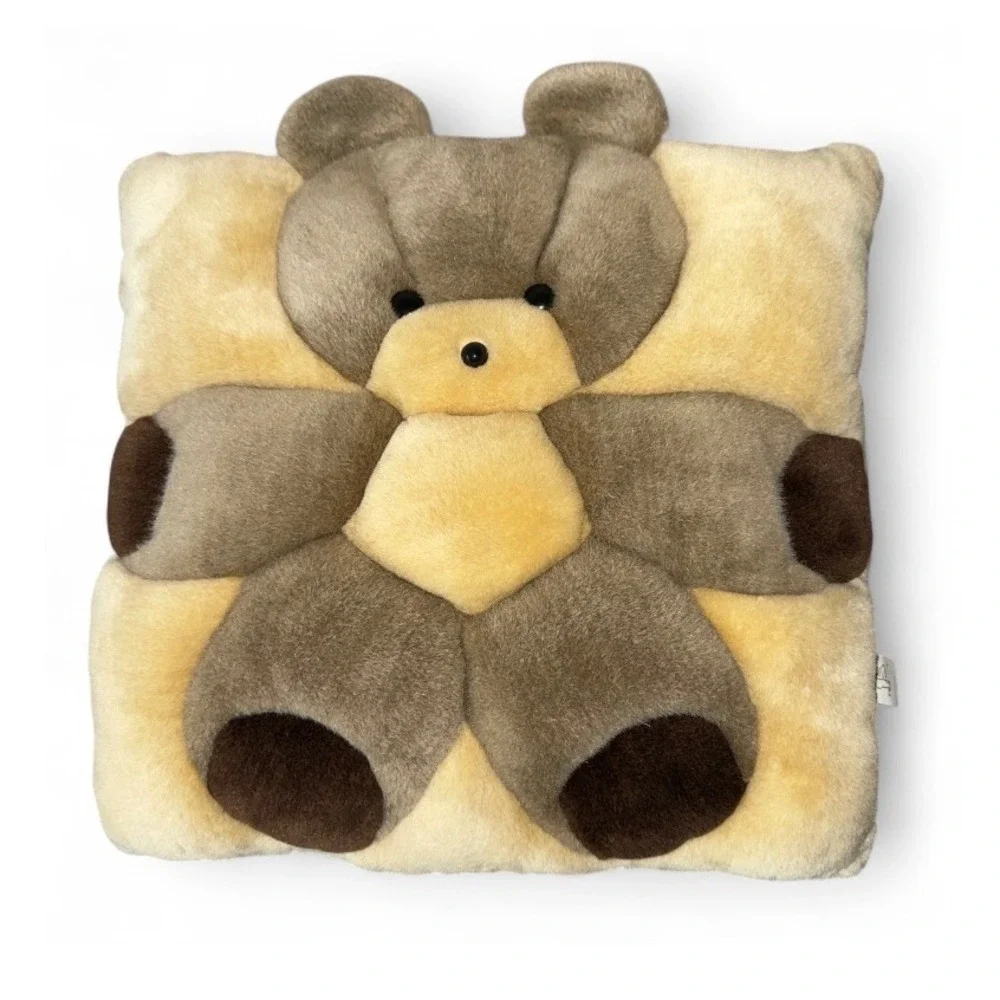VTG Angel Toy Teddy‎ Bear Pillow Plush Square Stuffed Animal Brown Beige Nursery